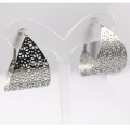 Stainless Steel Hollow Flower Wide Silver Hoop Earring For Women